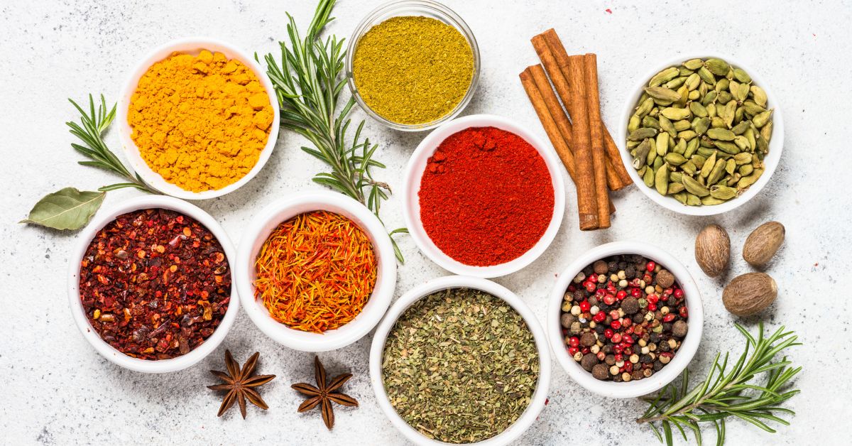 Spices Including Turmeric, Cardamom, And Cumin